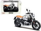 BMW R nineT Scrambler Metallic Gray with Plastic Display Stand 1/12 Diecast Motorcycle Model by Maisto