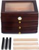 Regent 75 Count Dark Mahogany Glass Top Humidor with 3 Drawers