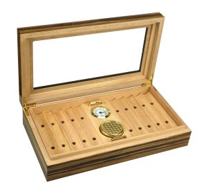 Braydon 25-35 Ct. Teak Wood Lacquer Glass top Humidor
