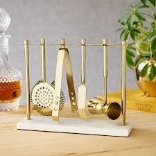 Twine Luxury Gold & Marble Bar Tool Set: Craft Cocktails with Opulence.