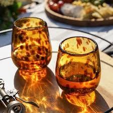Tortuga Recycled Stemless Wine Glass Set –  Rustic Elegance for Your Red Wine.