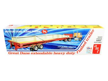 AMT 1/25 Great Dane Extendable Heavy Duty Flatbed Trailer Skill 3 Model Kit NEW