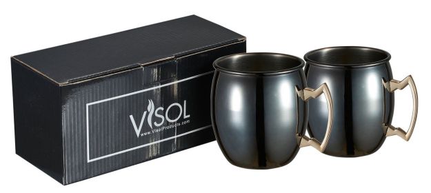 Visol Kremlin Gun Metal Finish Set of 2 Moscow Mule Mugs