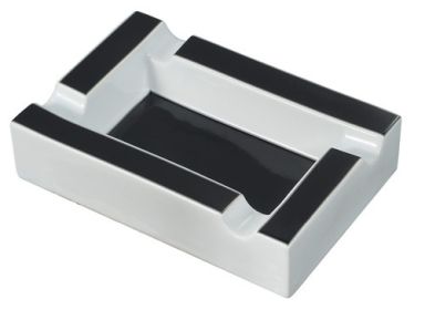 Visol Wesley Black and White Rectangular Ceramic  Cigar Ashtray - VASH427WH