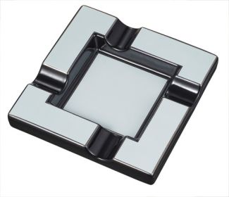 Visol Renner White & Gunmetal Ceramic Cigar Ashtray - VASH435WH