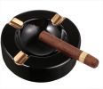 Visol Midas Black & Gold Round Ceramic Cigar Ashtray - VASH438