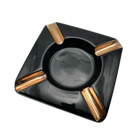 Visol Midas Black & Gold Square Ceramic Cigar Ashtray - VASH439