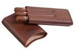 Visol Legend Genuine Brown Leather Cigar Case - Holds 3 Cigars - VCASE471
