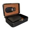 Visol Marvel Diamond Pattern Leather Travel Cigar Case with Cutter - VCASE753