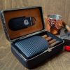 Visol Marvel Diamond Pattern Leather Travel Cigar Case with Cutter - VCASE753