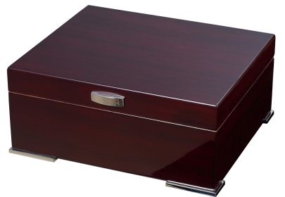Visol Xander Burgundy Wood Humidor Gift Set with Case and Cutter - VHUD722