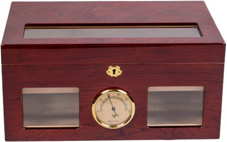 Valencia 120 Ct. Lacquer Humidor w/ Beveled Glass & Digital Hygrometer
