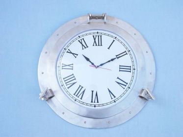 Brushed Nickel Deluxe Class Porthole Clock 24""