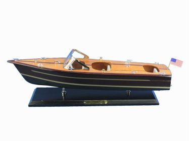 Wooden Chris Craft Triple Cockpit Model Speedboat 20"
