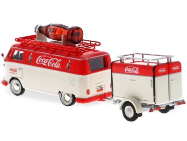 Motorcity Classics 1/43 1960 VW T1 Kombi Van Trailer Coca-Cola Red Cream 1:43 New