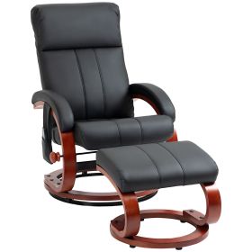 HOMCOM Electric Black Faux Leather Swivel Recliner Chair with Ottoman