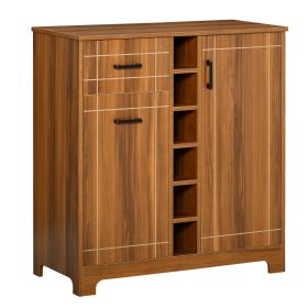 HOMCOM Vintage Wine Cabinet, Brown, with Storage