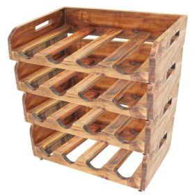Solid Mahogany Wood Wine Rack, 16 Bottles