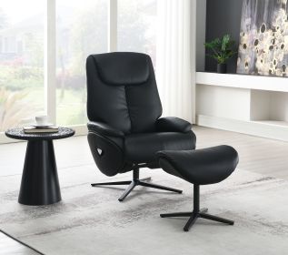 Black Motion Swivel Accent Chair with Ottoman