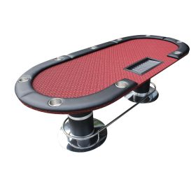 96 inch Poker Table, Red with Cup Holders and Chips Tray