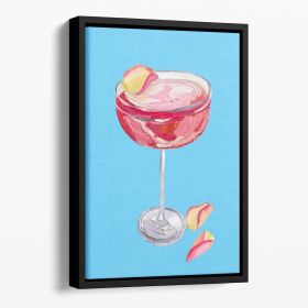 Sparkling Rosé Gin Cocktail Floating Framed Canvas