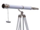 Floor Standing Chrome/White Leather Galileo Telescope 65"