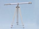 Floor Standing Chrome/White Leather Galileo Telescope 65"