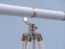 Floor Standing Chrome/White Leather Galileo Telescope 65"