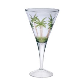 V-Shaped Palm Tree Plastic Wine Glasses Set of 4 (14 oz)