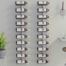 White Metal Wall Wine Rack - 10 Bottle Capacity