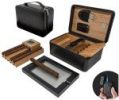 10-20 Ct. Travel Humidor w/ Digital Hygro, Ashtray, Cutter, Lighter, Humidifier & Zipper