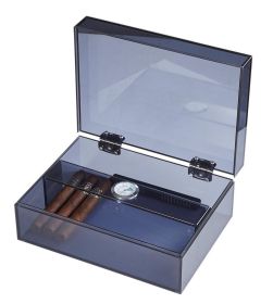 Visol Leo Transparent Navy Blue Acrylic Cigar Humidor - VHUD731