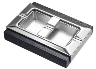 Visol Stadium Dark Wood and Metal Rectangular Cigar Ashtray