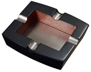 Solid Wood Carbon Fiber Pattern Cigar Ashtray