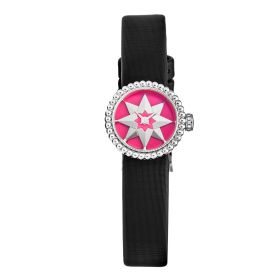 Christian Dior Women's CD040112A005 'La D De Dior Mini' Pink Lacquer Dial Satin Strap Swiss Quartz Watch