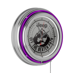 Neon Wall Clock-Jeep Black Mountain Double Rung Analog Clock with Pull Chain (Purple)