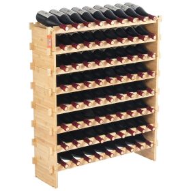 VEVOR 72-Bottle Bamboo Wine Rack – 8-Tier Modular Display Shelf