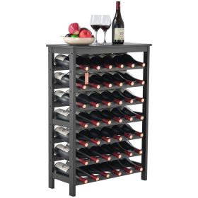 VEVOR 42-Bottle Bamboo Wine Rack – 7-Tier Modular Display with Tabletop