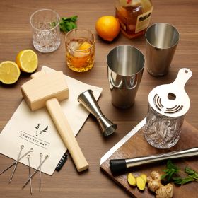 17-Piece Stainless Steel Barware Set – Premium Silver Cocktail Tools by Viski