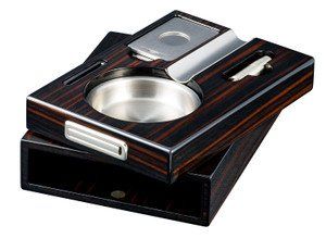 Visol Single Cigar Ashtray with Drawer - Iron Wood Finish