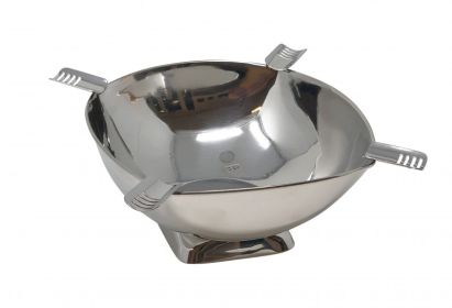 Quadrangle Stainless Steel Ashtray – 8.25" Diameter Bowl x 4" Height