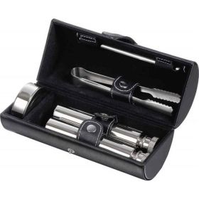 Visol Venture Black Leather Drinking Travel Gift Set
