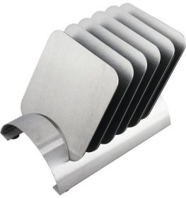 Modern Stainless Steel Square Coaster Set with Holder