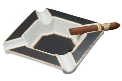 Visol Festus Large Cigar Ashtray (Color: Matte Black & Gold)