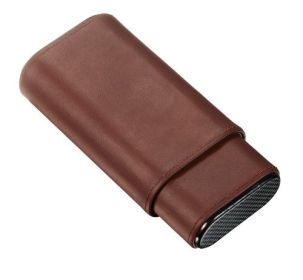 Visol Burgos Leather Cigar case - Holds 3 Cigars (Color: Brown)