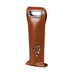 PU Leather Single Bottle Wine Carrier (Color: Brown 2)