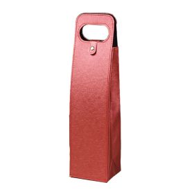 PU Leather Single Bottle Wine Carrier (Color: Red)