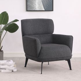 1pc Modern Transitional Style Upholstered Crescent Arm Accent Chair (Color: Grey)