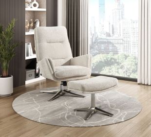 Comfortable Swivel Accent Chair with Ottoman (Color: Beige)