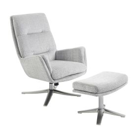 Comfortable Swivel Accent Chair with Ottoman (Color: GRAY)